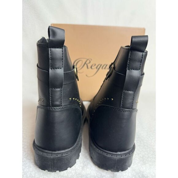 REGAZZA GIRLS BOOTS SIZE 4 LACE UP COMBAT Boots in BLACK - Picture 7 of 10